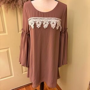 ENTRO Layered Ruffle Bell Sleeve Dress size S